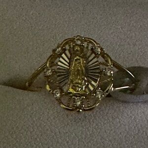 Gold and silver Religious Ring with Intricate Detailing
